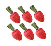 DIKACA 6pcs Natural Chinchilla Chew Small Animal Teeth Care for Rabbits Guinea Pigs Hamsters Strawberry Shaped Interactive Foraging to Reduce Stress and Prevent Overgrown Teeth