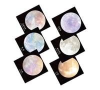 DIKACA 6pcs Planet-themed Round Memo Pads with Adhesive Backing Color-coded Self-stick Notes for Notepad Moon and Solar System Design Fun School and Office Supplies