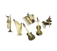 DIKACA 6pcs Vintage Metal Bookmarks Creative Western Musical Instrument Design for Readers Writers Students Teachers Elegant Brass Stationery Gifts with Mixed Patterns