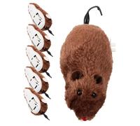 DIKACA 6pcs Wind-up Clockwork Mouse Plush Stuffed Cat Teaser Interactive Pet Supplies Random Color for Indoor Cats Halloween Prank Material Random Color
