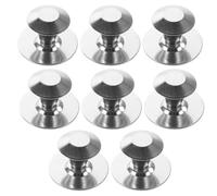 DIKACA 8 Pcs Self Adhesive Door Knobs for Kitchen Cabinets and Closets Brushed Silver French Door Handles with Easy No-Drill Installation Ergonomic Round Pulls and Drawer Handles