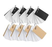 DIKACA 8Pcs Blank Words Flashcards with Black and Kraft Covers Creative Learning Memory Cards Portable Index for Students Vocabulary Notes and Daily Reminders