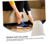 DIKACA 8Pcs Non-Woven Drawstring Shoe Storage Bags Portable Travel Organizer for Shoes Dustproof Space-Saving Cloth Bags in Black Beige Pink White