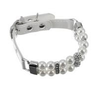 DIKACA Adjustable Pearl Dog Collar for Female Puppies Xs Luxury Beaded Pet Jewelry Necklace Handmade with Wire Rope White Elegant Small Breed Accessories for Weddings Parties Daily Wear