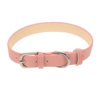 DIKACA Adjustable Pink PU Pet Collar Soft Dog Neck Strap Breathable Comfortable Cat Collar for Small Puppies and Kittens Solid Color Design