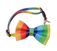 DIKACA Adjustable Rainbow Bowknot Pet Collar Lightweight Thick Dog Collar Adorable Cat for Puppies Easy Buckle Design Visible Outdoor Safety
