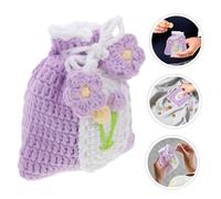 DIKACA Adorable Small Crochet Coin Purse Drawstring Bag Woolen Yarn Change Holder Stylish Mini Pouch for Earphone Storage and Everyday Use