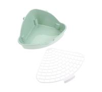 DIKACA Anti-fall Small Animal Litter Box with Mesh and Double Hook Fixed Design Easy-clean Rabbit Toilet Potty for Guinea Pigs Chinchillas and Hamsters Mint Green Plastic Base to Reduce