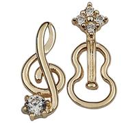 DIKACA Asymmetrical Music Earrings with Musical Notes and Violin Design, Golden Alloy Tiny Studs for Music Lovers, Minimalist Style for Formal Occasions or Birthdays