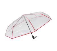 DIKACA Automatic Folding Transparent Umbrella Lightweight Compact Travel Umbrella for Women Men with Clear Canopy One-touch Open Close Windproof Rain Protection Red