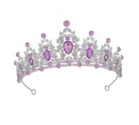 DIKACA Baroque Bridal Crown Headband Silver Purple with Rhinestone Crystal Tiara Wedding Princess Headpiece for Brides and Special Occasions