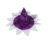 DIKACA Baroque Style Halloween Witch Hat with Artistic Faux Flowers Lightweight Breathable Mesh Purple Veil Decoration Suitable for Adults Party Cosplay