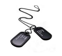 DIKACA Black Military Dog Tag Id Necklace with Chains and Silencers Anti-Rust Double Tags for Pet Identification Name Phone Blood Type