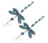 DIKACA Bling Dragonfly Dangle Earrings for Women Lightweight Rhinestone Jewelry Gift for Anniversaries Birthdays Christmas Stylish Blue Statement Accessory