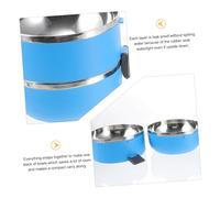 DIKACA Blue Double Stainless Steel Pet Travel Bowl with Leakproof Seal and Invisible Handle Portable Water and Food Container for Dogs and Cats Outdoor Feeding