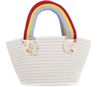 DIKACA Bohemian Style Cotton Woven Handbag Lightweight Rainbow Tote for Summer Beach Holiday Seaside Bag for Women Fashionable and Easy to Carry Gift for Friends and Family