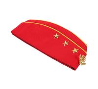 DIKACA Breathable Russian Sailor Captain Hat with Red and Yellow Trim for Dance Performances and Themed Parties Comfortable Ship-shaped Military Style Costume Accessory for Army Party