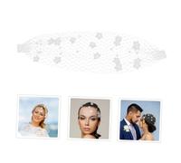 DIKACA Bridal Hair Comb with Floral Mesh Veil Elegant White Wedding Hair Accessories for Brides Delicate Soft Veil Headpiece for Cocktail Parties and Special Events