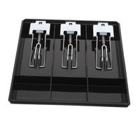 DIKACA Cash Register Tray Insert with Metal Clip Portable Cash Drawer with Bill and Coin Compartments Money Storage Stand for Restaurants Bakeries Supermarkets and Retail Businesses