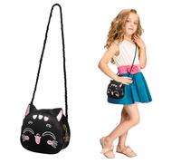 DIKACA Cat Purse for Little Ear PU Leather Coin Bag with Zipper Small Shoulder Messenger Bag for Change Cards and Tissues Storage Cute Cartoon Design