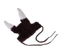 DIKACA Cat Viking Horn Hat for Small Cats 20-25cm, Knitted Pirate Costume Cap for Halloween Party and Pet Birthday, Crochet Cosplay Hat for Kittens and Small Dogs