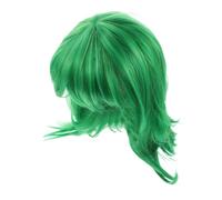 DIKACA Charming Short Green Bob Wig with Scarf for Vibrant Cosplay Costume Fake Hair Fun Roleplay Accessory