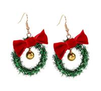 DIKACA Christmas Wreath Bell Earrings for Women European American Style Gold Tone Party Jewelry for Holiday Celebrations and Family Reunions Chic Festive Accessories
