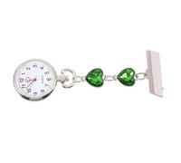 DIKACA Clip-on Nurse Pocket Watch with Peach Heart Crystal Quartz Fob Watch for Women Nurses and Students Light Green Hanging Nursing for Healthcare Professionals