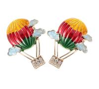 DIKACA Colorful Cloud and Hot Air Balloon Earrings for Women Zinc Alloy Studs with Rhinestones Cute Tiny Piercing Jewelry Adorable Fun Accessory for Daily Wear and