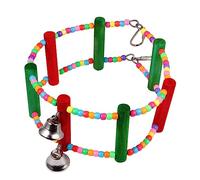 DIKACA Colorful Wooden Bird Chew Ferris Wheel with Bell Hanging Swing for Parrots and Birds Cage Accessory for Chewing and Play Easy to Suspend with Hook