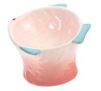 DIKACA Creative Shallow Cat Food Dish Pink Fish Shaped Elevated Ceramic Pet Feeder Non Slip Household Treats Plate for Cats and Pets