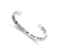 DIKACA Delicate Titanium Steel Letter Bracelet for Women and Men Lightweight Bangle with Encouraging Engraved Words Smooth Surface Wrist Chain for Daily Wear and Parties