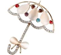 DIKACA Delicate Umbrella Brooch Pin with Rhinestone Decoration for Women S Clothes Hats Bags Metal Lapel Pin Colorful Cat S Eye Stone Accent Secure Fixing for Dresses Scarves Random Color