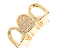 DIKACA Detachable Gold Color Tooth Grills with Hollow Design Hip Hop Style Teeth Jewelry for Men Women Rhinestone Accessory