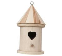 DIKACA DIY Wooden Bird House with Heart-shaped Door Outdoor Nesting Box for Parakeets and Parrots Clean Garden Decor and Birthday Gift for Bird Lovers