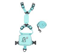 DIKACA Dog and Cat Backpack Harness with Long Leash Wear-resistant Pet Vest for Small Dogs and Kittens Comfortable Chest Strap Outdoor Walking and Training Control Green Dinosaur Pattern