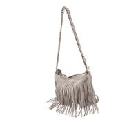 DIKACA Elegant Grey Polyester Shoulder Bag for Women with Adjustable Strap Tassel Design Zipper Closure Spacious Messenger Handbag for Travel Hanging Daily Use