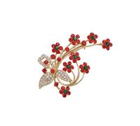 DIKACA Elegant Plum Blossom Brooch Pin Creative Red Rhinestone Collar Decoration for Women Stylish Clothes Accessory for Weddings Birthdays Anniversaries and Parties