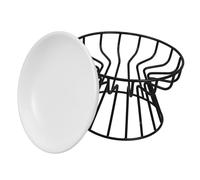 DIKACA Elevated Ceramic Cat Bowl with Stand Sturdy Raised Feeder for Cats and Kittens Neck Protection Design Anti-spill Food and Water Dish with Rack and Stylish Pet Feeding Station