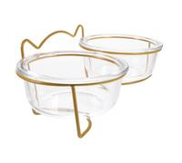 DIKACA Elevated Double Glass Pet Feeding Bowl with Stable Rack and Non-slip Feet Tilted Stand for Cats and Dogs Anti-spill Design for Mealtime