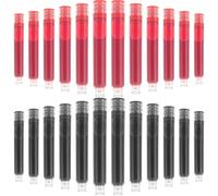 DIKACA Erasable Fountain Pen Ink Cartridges 100Pcs Replacement Ink Refills for School Fountain Pens in Black Blue Red Colours