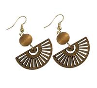 DIKACA Ethnic Fan Shaped Dangle Earrings for Women Lightweight Jewelry Inspired by Traditional Chinese Culture Stylish Small Compact Design