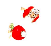 DIKACA Fashionable Apple Shape Earrings for Women Lightweight Zircon Studs Lovely Ear Pendants Simple Stylish Jewelry Gift for Girlfriends Sisters Daily Wear