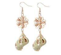DIKACA Flower Earrings for Women Shining Alloy Conch Ear Drops with Decorative Rhinestones Beautiful Golden Studs for Daily Wear and Special Occasions
