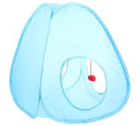 DIKACA Foldable Blue Cat Tunnel with Washable Indoor Cat House Tent Comfortable Pet Sleeping Place Portable Pet Play Tunnel