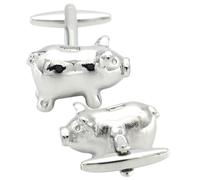 DIKACA Funny Men S Copper Cufflinks for Shirts Silver Piggy Bank Design Polished Edges for Formal Business Wedding Anniversary Accessories