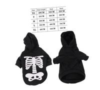 DIKACA Glow Skeleton Pet Costume for Small Dogs and Cats Halloween Skull Pattern Outfit in Black Comfortable and Party Clothes for Puppies and