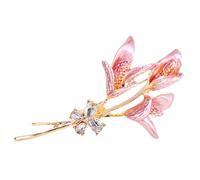 DIKACA Gold Lily Flower Brooch with Rhinestone Decoration Elegant Lapel Pin for Women Clothes Suit Scarf Hat Accessories Sturdy Flower Pin Gift for Ladies
