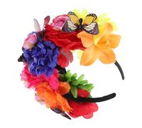 DIKACA Halloween Floral Headband for Girls Butterfly and Flower Design Day Dead Party Costume Prop Hair Wreath Decorations