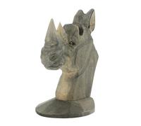 DIKACA Hand-carved Wood Rhinoceros Sunglasses Rack Decorative Eyeglass Display Stand Stable Base for Bedroom Office Store Organizer Holder